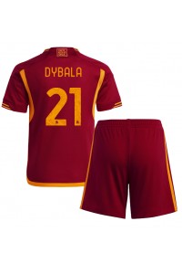 Fotbalové Dres AS Roma Paulo Dybala #21 Dětské Domácí Oblečení 2023-24 Krátký Rukáv (+ trenýrky)